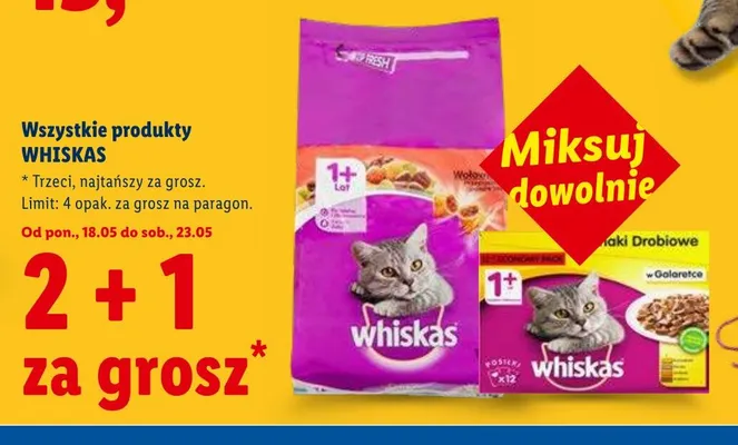 Mokra karma dla kota Smaki Drobiowe w galaretce Whiskas 12-pak promocja w Lidl