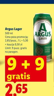 Piwo Argus Lager promocja w Lidl
