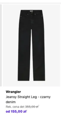 Jeansy Straight Leg Wrangler czarny denim promocja w Lounge by Zalando