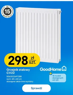 Grzejnik stalowy CV22 60x60 cm GoodHome promocja w Castorama
