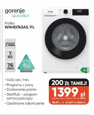 Pralka Gorenje WNHEI74SAS/PL promocja w Max Elektro