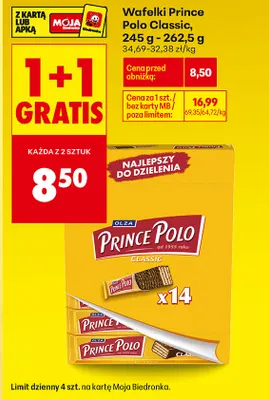 Wafelki Prince Polo Classic 14-pak promocja w Biedronka