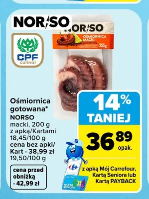 Ośmiornica gotowana macki Norso promocja w Carrefour