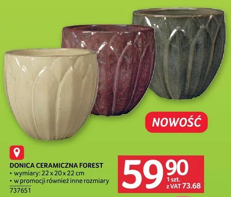 Doniczka ceramiczna Forest wymiary 22 x 20 x 22 cm promocja w Selgros