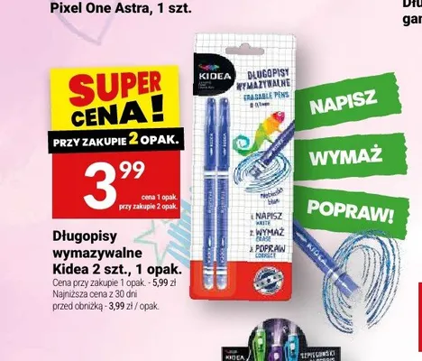 Długopisy wymazywalne Kidea promocja w Twój Market