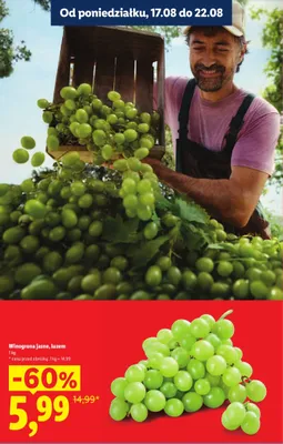Winogrona jasne luzem promocja w Lidl