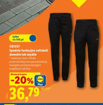 Spodnie funkcyjne softshell męskie Crivit promocja w Lidl