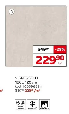 Gres Selfi 120x120 cm promocja w Komfort