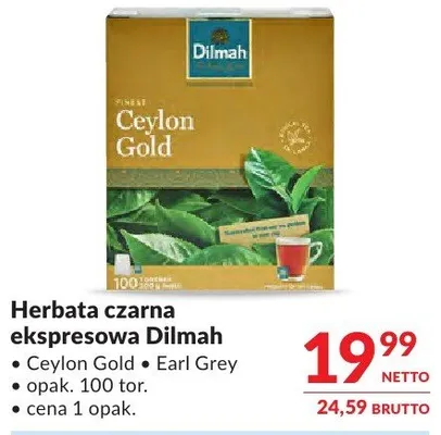 Herbata czarna ekspresowa Dilmah Ceylon Gold/Earl Grey promocja w Makro