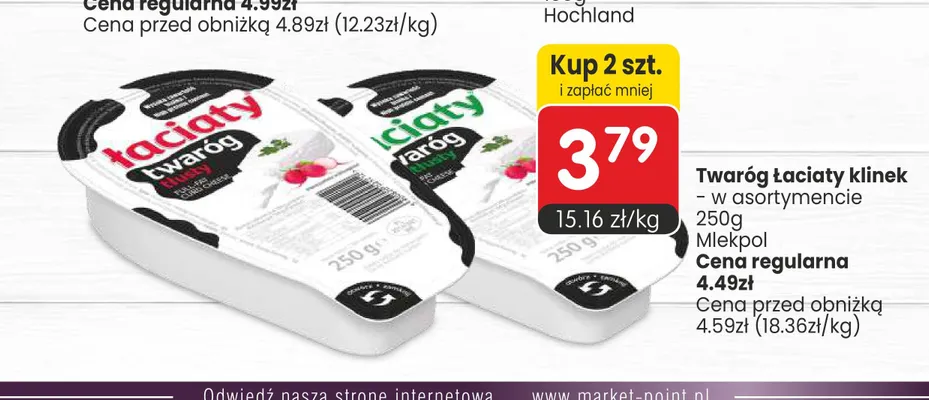 Twaróg Łaciaty klinek Mlekpol promocja w Market Point