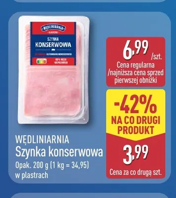 Szynka konserwowa w plastrach Wędliniarnia promocja w Aldi