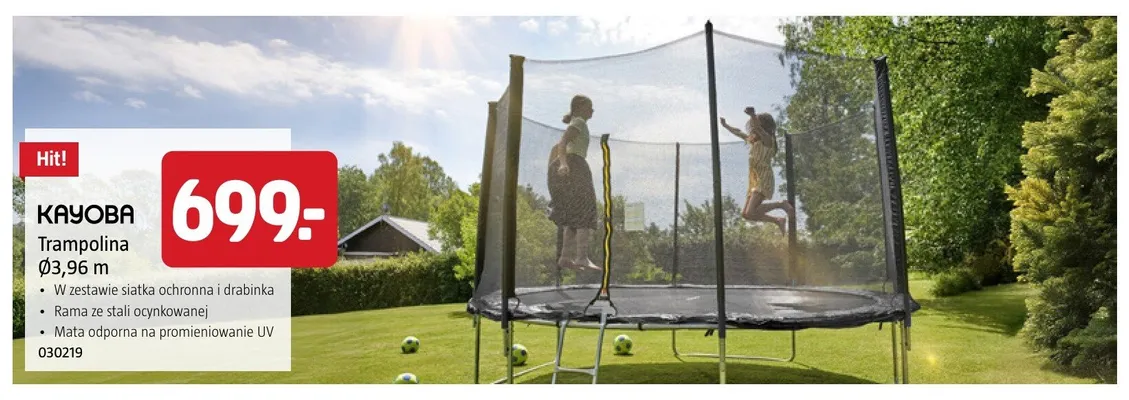 Trampolina Kayoba Ø3,96 m promocja w Jula