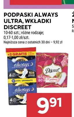Podpaski Always Ultra promocja w Stokrotka