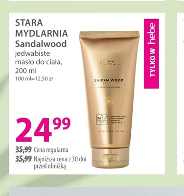 Sandalwood jedwabiste masło do ciała Stara Mydlarnia promocja w Hebe