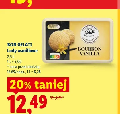 Lody waniliowe Bon Gelati promocja w Lidl