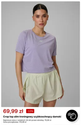 Crop top slim treningowy szybkoschnący damski 4F promocja w 4F
