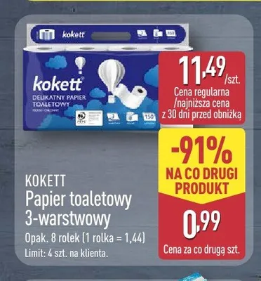 Papier toaletowy 3-warstwowy Kokett promocja w Aldi
