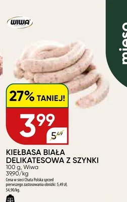 Kiełbasa biała delikatesowa z szynki promocja w Chata Polska