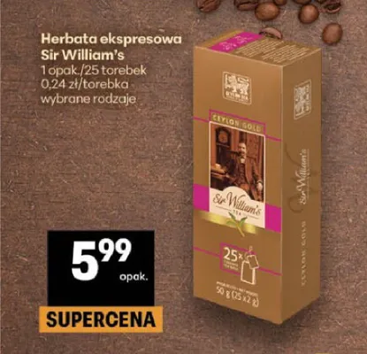 Herbata ekspresowa Sir William's Ceylon Gold promocja w Delikatesy Centrum