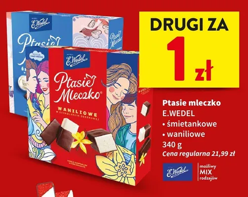 Ptasie mleczko śmietankowe lub waniliowe 340g promocja w Intermarche