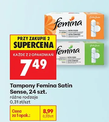 Tampony Satin Sense różne rodzaje promocja w Biedronka
