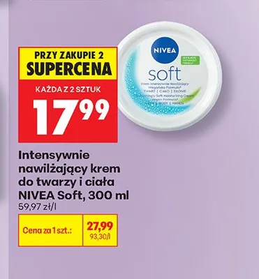 Intensywnie nawilżający krem do twarzy i ciała Nivea Soft promocja w Biedronka