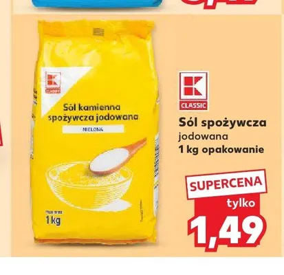 Sól spożywcza jodowana K-Classic promocja w Kaufland