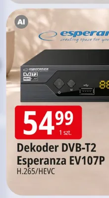Dekoder DVB-T2 Esperanza EV107P promocja w Leclerc