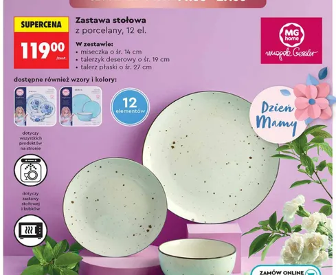 Zastawa stołowa z porcelany MG home 12 elementów promocja w Biedronka
