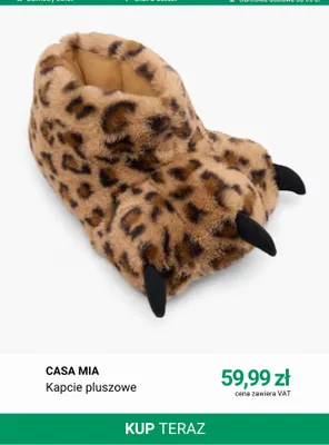 Kapcie pluszowe Casa Mia promocja w Deichmann
