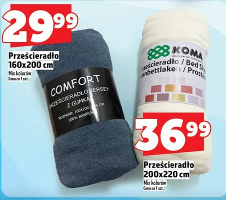 Prześcieradło 200x220cm mix kolorów promocja w TOPAZ