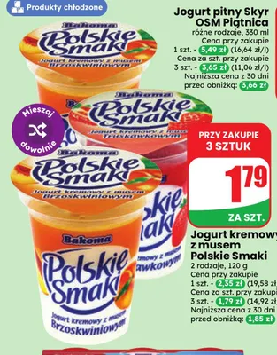 Jogurt kremowy z musem truskawkowym Bakoma Polskie Smaki promocja w Dino