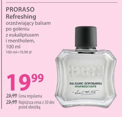 Orzeźwiający balsam po goleniu z eukaliptusem i mentolem Proraso Refreshing promocja w Hebe