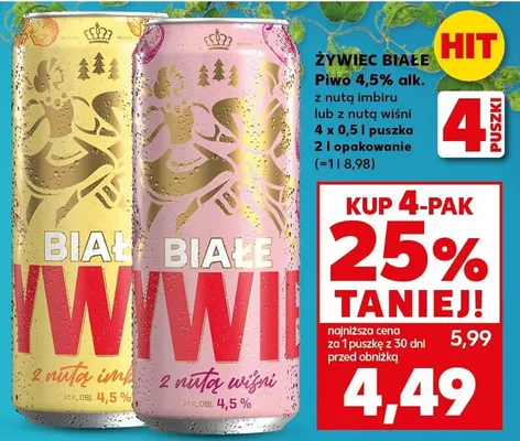 Piwo 4,5% alk. z nutą imbiru lub z nutą wiśni promocja w Kaufland