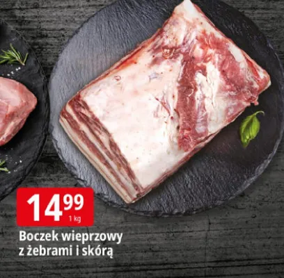 Boczek wieprzowy z żebrami i skórą promocja w Leclerc