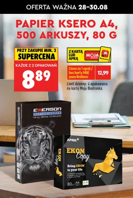 Papier ksero A4 EKON Copy 80 g promocja w Biedronka