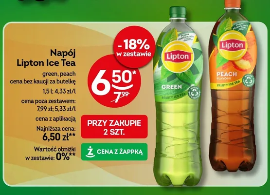 Napój Lipton Ice Tea Peach promocja w Żabka