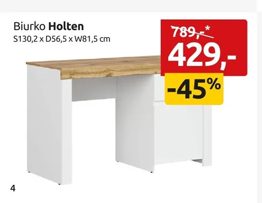 Biurko Holten S130,2 x D56,5 x W81,5cm promocja w Black Red White