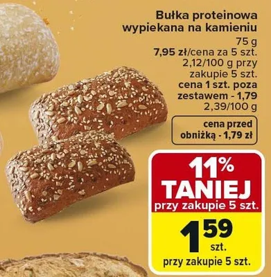 Bułka proteinowa wypiekana na kamieniu promocja w Carrefour