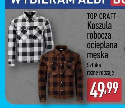 Koszula robocza ocieplana męska promocja w Aldi
