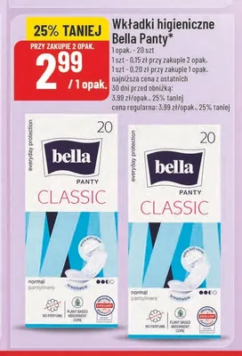 Wkładki higieniczne Bella Panty Classic promocja w POLOmarket