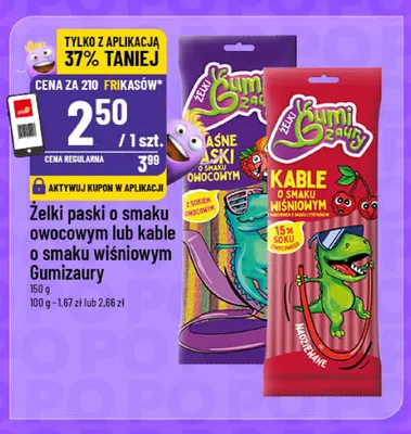 Żelki kable o smaku wiśniowym Gumizaury promocja w POLOmarket