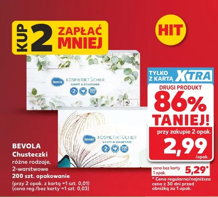 Chusteczki higieniczne Bevola 2-warstwowe promocja w Kaufland