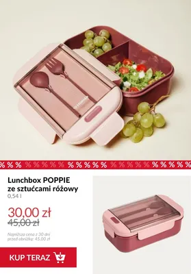 Lunchbox Homla Poppie ze sztućcami różowy 0,54 l promocja w Homla