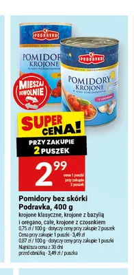 Pomidory bez skórki krojone klasyczne Podravka promocja w Twój Market