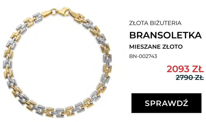 Złota biżuteria bransoletka mieszane złoto BN-002743 Briju promocja w Briju
