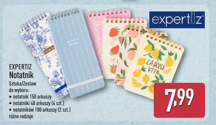 Notatniki Expertiz 100 arkuszy 2-pak promocja w Aldi
