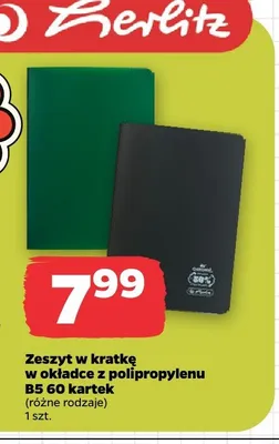 Zeszyt w kratkę w okładce z polipropylenu B5 60 kartek Herlitz promocja w Netto