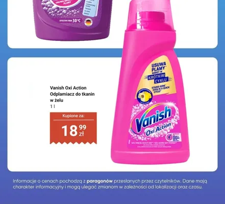 Odplamiacz do tkanin w żelu Oxi Action promocja w Dino