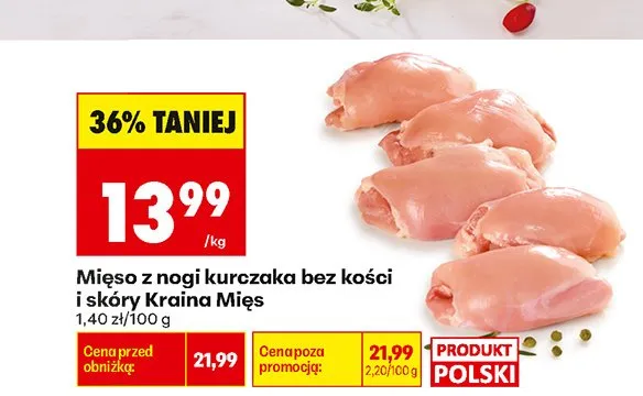Mięso z nogi kurczaka bez kości i skóry Kraina Mięs promocja w Biedronka